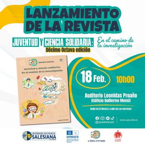 Afiche del Lanzamiento de la 18° edición de la revista Juventud y Ciencia Solidaria